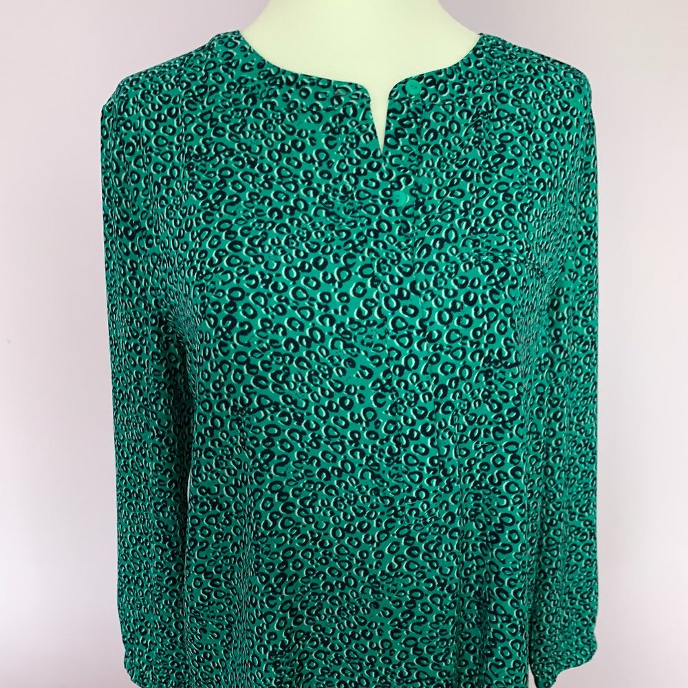 Green Animal Print Blouse